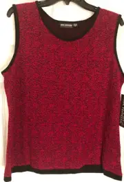 NWT Nina Leonard Ladies XL Vest/ LG Skirt Suit Red/Black Black Trim Beautiful