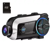 FX30C PRO Motorcycle Helmet Intercom Bluetooth Headset 1080P Camera 64G Card FM
