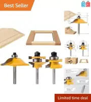 Heavy-Duty 3PCS Router Bit Set with Anti-Backlash Design - Woodworking Tools