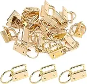 Swpeet 20Pcs Gold 1 Inch Key Fob Hardware with Key Rings Sets, Perfect for Bag Wristlets with Fabric/Ribbon/Webbing/Embossed and Other Hand Craft - 25mm
