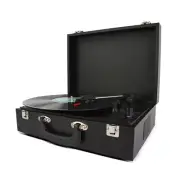 Buddee Portable Suitcase Turntable - Black /BT Stereo Out Speakers Rechargeable