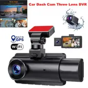 3.19" Car Dash Cam DVR Parking Monitor WiFi GPS Three Lens with G-sensor Speaker