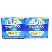 2x Tampax Pearl Regular Absorbency Tampons Jumbo 50 Ct Box Leakguard Protection