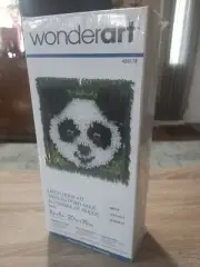 NEW sealed WonderArt Latch Hook Kit 8X8. #426178 Panda Bear