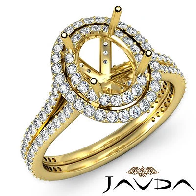 Diamond Engagement Pre-Set Ring Oval Semi Mount 1.5C 14k Yellow Gold Split Shank