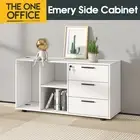 Office Storage Cabinet with Lock 3 Drawer Filing Cupboard Open Shelves Sideboard