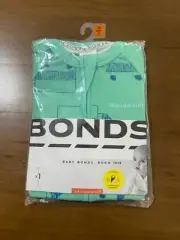 BONDS BABY WONDERSUIT - TRUCKS - GREEN - SIZE 00 BNIP