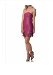 NEW One Teaspoon Mariachi Hendrixe Genuine Leather Dress Purple AU XS/6 RRP$289