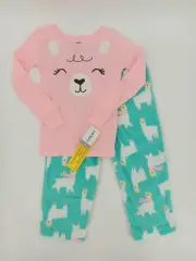 Carter's Girl's Winter Llama 2PC Pajama Set Fleece Pants Pink Size 5 NWT AF12