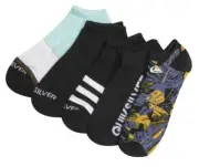 Quiksilver #43QK377276TA-BLK Low Cut Socks 5 Pair Men's Sz. 6-12 BLACK *NEW*