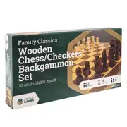 LPG Family Classics Wooden Chess, Checkers and Backgammon Board Game Set