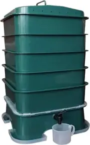Vermiculture 5-Tray Worm Compost Bin w/ Worm Tea Drain Sustainable w/ Easy Setup