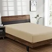 FreshCulture Queen Fitted Sheet Only - Hotel Quality Size Ultra Soft & Breathable Brushed Microfiber Deep Pocket Cooling Sheets for Bed (Beige), Queen-1Pack