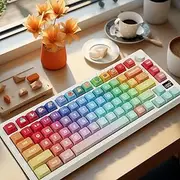 PBT Material XDA keycap Dye Sublimation Universal Mechanical Keyboard keycaps Compatible with Cherry MX switches,Gateron,Kailh TTC JWK and Clones (Rainbow Candy)