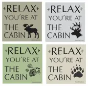 Rustic Stencil Relax You're At Cabin Moose Bear Paw Deer Head Pine Cone DIY Sign