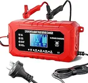 15-Amp Car Battery Charger Trickle Charger Car AU Plug, 12V/24V Smart Fully-Automatic Battery Maintainer for Car Truck Motorcycle Lawn Mower Boat Marine with Temperature Compensation LCD Display