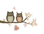 Owls on a Branch Wall Decal - AW36003