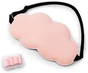 Yonchic Soft Cloud Shaped 3D Sleep Mask with 4 Earplugs, Lightweight Light-Blocking Eye Mask for Side Sleepers Travel Meditation, Adjustable Elastic Strap Sleeping Mask (Pink)