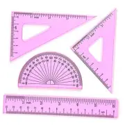 6 Inch Math Geometry Tool Plastic Ruler Set Includes Straight Ruler, Triangle