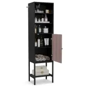 Costway146cm Tall Storage Cabinet with Adjustable Shelfs and Bottom Storage-Black