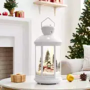 Tabletop Christmas Winter Scene Falling Snow Musical Snow Globe Diorama Lantern