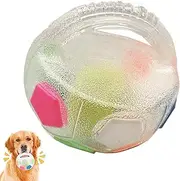 7x7 Inch Indestructible Dog Ball for Aggressive Chewers, Rubber Interactive Fetch Toy with Handle for Training and Play