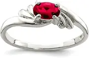 [JewelryWeb] 925 Sterling Silver Polished Solid Back Red Oval CZ Simulated Diamond Ring Band Style-Ring for Women