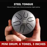 Mini Alloy Steel Tongue Drum 3" 6-Tone with Mallets & Bag -Meditation Yoga Music