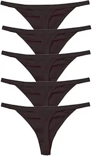 [Zofirao] 5 Pack Women's Black White Red Panties Cotton Spandex Thongs Underwear G-Strings