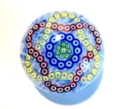 Baccarat Interlaced Trefoil Millefiori Garlands Crystal Glass Paperweight 1977