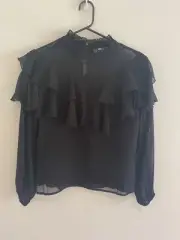 Atmos And Here Black Ruffle Top