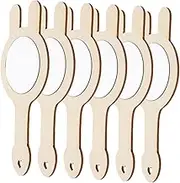 6pcs Wooden Vanity Mirror Small Mirrors True Mini Mirrors Hand Mirror Adorable Mirror Mini Handheld Mirror Lovely Mirror Unfinished Handle Mirror Tiny Khaki
