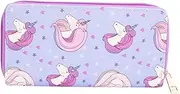 [COMPUKAS] Lovely Unicorn Long Wallet Cartoon Unicorn Purse for Durable PU Leather with Cash Compartments Compact Zipper Design for Present for Ladies and Students