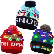 3 Pieces LED Light up Christmas Hats Christmas Beanie Christmas Hat Xmas Beanie
