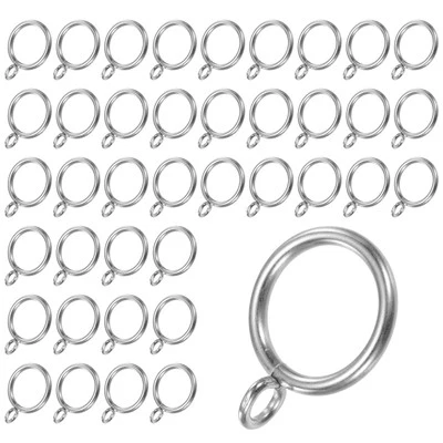 40-Pack Silver Curtain Rings W Eyelet, 1 Inch I D Metal Rings for Curtain Rods
