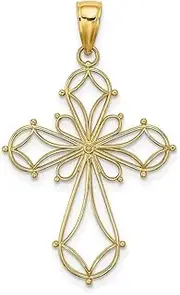 [JewelryWeb] 14ct Gold Fancy Religious Faith Cross Cut out With Multi shapes 29mm long