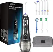Water Flosser Professional Teeth Cleaner Cordless Dental Oral Irrigator, Rechargeable IPX7 Waterproof With 300ML Portable Water Tank, 5 Modes and 4 Jet Tips, For Travel Home Braces and Bridges Care