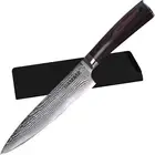 Authentic XYJ Damascus Steel Cleaver Knife with Sheath, 8'' Chef Knife