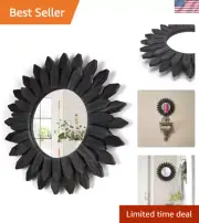 Wall Mirror 12 inch BLACK Sunburst Boho Mirror Farmhouse Wall Decor Roo...