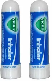 2 x .5ml Vicks Inhaler Allergy Cold Nasal Blocked Nose Relief Congestion USA