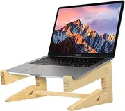 LYG Wooden Laptop Stand, Vertical & Adjustable Height, Compatible with Laptops Below 14.7 Inches, Special Feature: Adjustable Height & Tilt Bracket