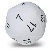 Jumbo D20 Dice Plush White and Black
