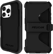 [Pelican] Voyager iPhone 16 Pro Case [Compatible with MagSafe] Rugged Phone Case w/ 18ft Military-Grade Drop Protection - Heavy Duty Phone Cover w/Belt Clip Holster for iPhone 16 Pro - Black