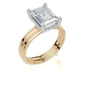 18ct Yellow Gold Emerald Cut 3.10 Carat tw of Diamonds Ring and 18ct Yellow Gold Band