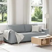 3-Seater Sofa Bed Couch Futon Light Grey 180 cm Fabric Loveseat Sleeper with Sturdy Frame for Modern Living Room Spaces, Convertible Sofa for Small Spaces