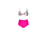 Women Halter Printed High Waisted Bikini Swimsuit Set - Flower Color