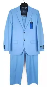 Nautica Modern-Fit Stretch Cotton/Linen 2-Piece Suit Light Blue 36R 30x32 NWT