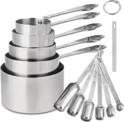 Measuring Cups and Spoons Set, 18/8 Stainless Steel Measuring Cups and Spoons Se