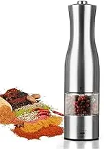 JSEIAJB Electric Pepper Mill Stainless Steel Salt Pepper Grinder with LED Light Automatic Spice Mill Kitchen Tool