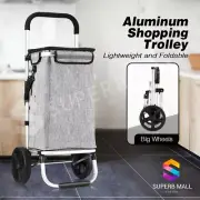 Waterproof Foldable Shopping Trolley Cart Grocery Luggage Basket Rolling Cart